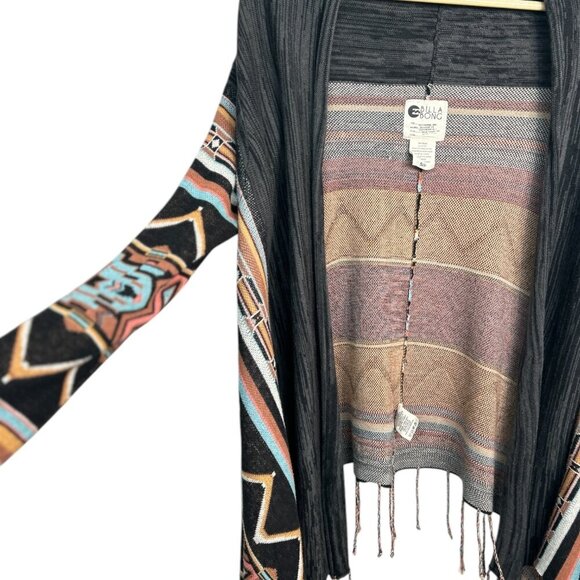 Billabong Long, Open Front Cardigan Size Small Boho Beachy Preppy Azetec Surfing - Picture 3 of 8